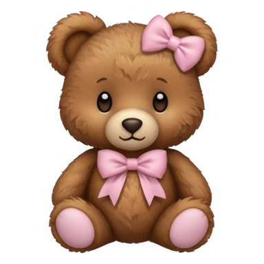 Brown teddy bear with a light pink bow sticker