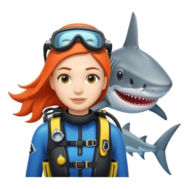 A scuba girl and a shark sticker