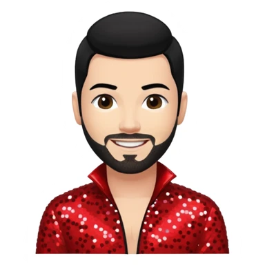 Shane Lynch from Boyzone with black hair, light skin, red sequin outfit sticker