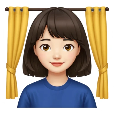 Korean girl with medium hair and curtain bangs sticker