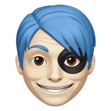 blue haired criminal with robber mask and smirk sticker