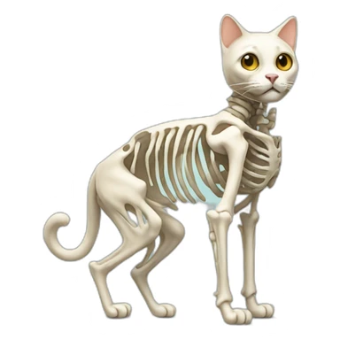 cat with skeleton body sticker