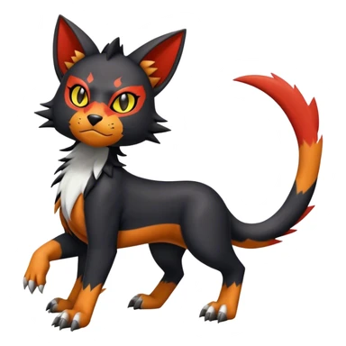 Cool edgy Torracat-Houndour-Litten-Digimon, full body sticker