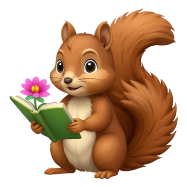 3 Squirrel reading book + flower sticker
