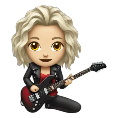 female metal guitarist sticker