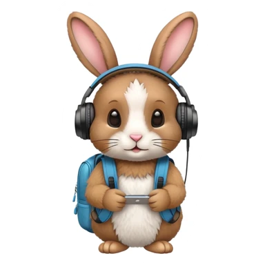 rabbit with headphones and backpack sticker
