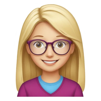 je voudrai un emoji d'une fille aux cheveux longs et blonds avec des lunettes entrain de PASSER DES MOMENTS EN FAMILLE sticker