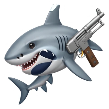 shark with gun  sticker