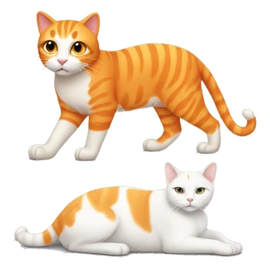 One orange big cat - and- one small white cat sticker