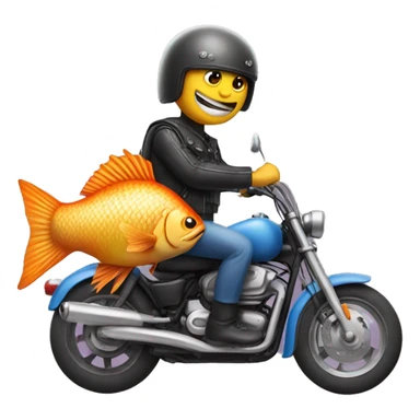 A fish riding a motorcycle sticker