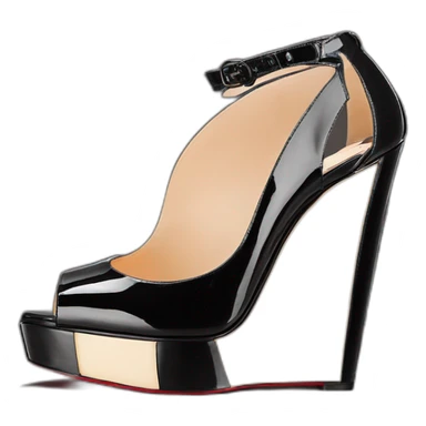Platform wedges black louboutin sandal patent sticker