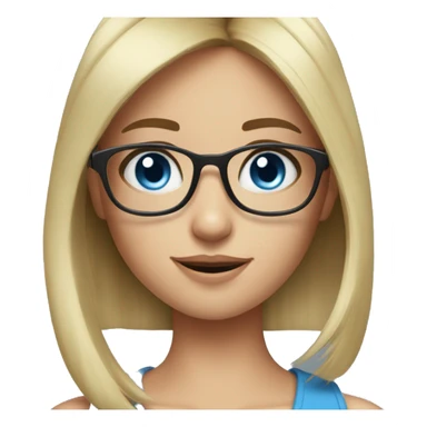 Please take off the glasses and give the girl bangs and blue eyes sticker