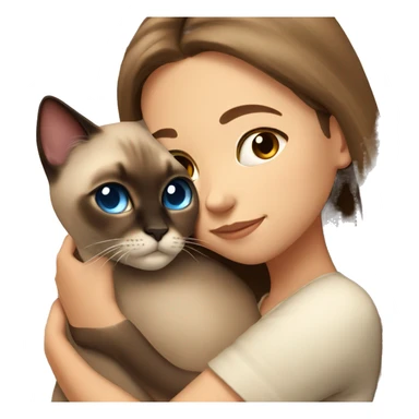  Siamese cat cuddling brown long hair girl sticker