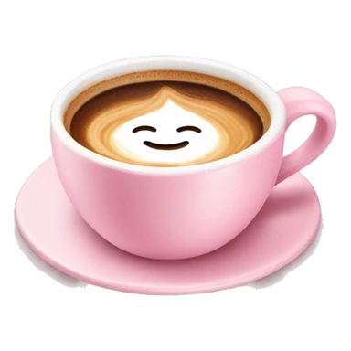 Baby pink coffee cup with coffee with bow shaped latte art sticker