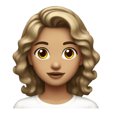 girl with short wavy hair and highlights, brown eyes and white clothes next to a white barrette sticker