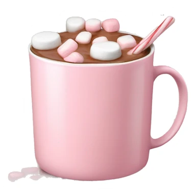 Light Pink mug of hot chocolate with marshmallows  sticker