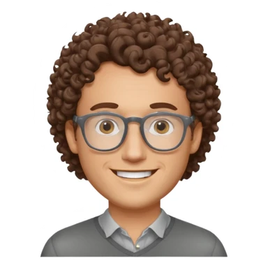 homme blanc avec cheveux marrons frisés et lunettes grise sticker