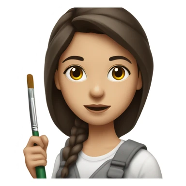 Brunette girl painting  sticker