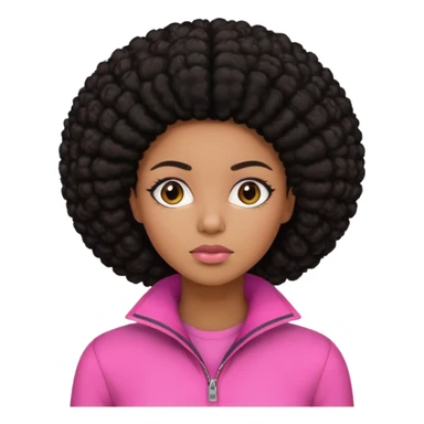 mulher afro americana trabalhando, com cabelo preto e roupa rosa  sticker
