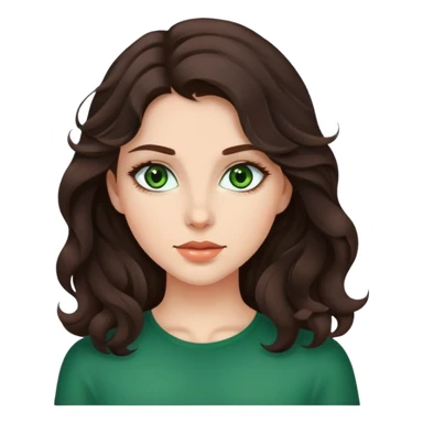 Beautiful girl with dark brown wavy hair and green eyes sticker