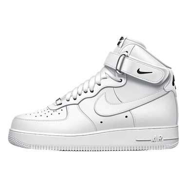 A pair of completely white Nike Air Force 1 sneakers positioned one behind the other, clean design with Nike swoosh sticker
