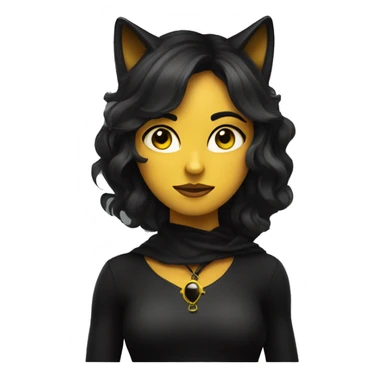 Femme brune chat noir aux yeux jaunes sticker