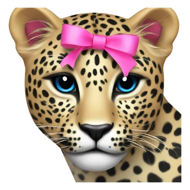  face leopard with black and blue spots with pink ribbon  sticker