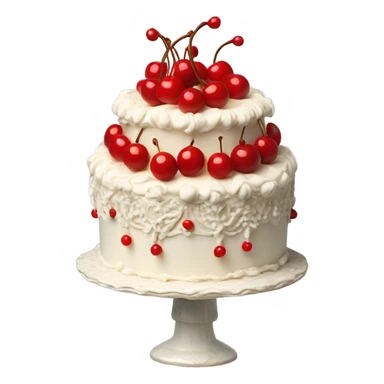 Vintage piped cake with cherries on top  sticker