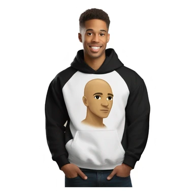 A light skin bald alpha phi alpha man with sphinx on hoodie sticker
