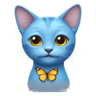 Blue cat with butterfly wings sticker