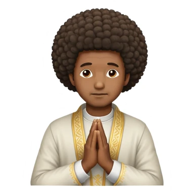 Middle-age African man with Afro praying hands sticker