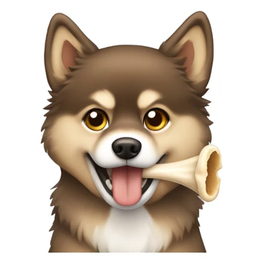 Brown Pomsky with bone sticker