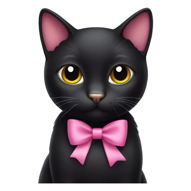 A black cat with a pink bow sticker