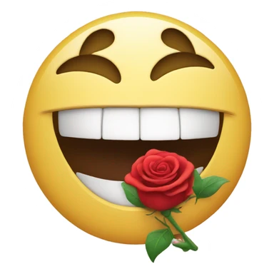 Emoji smiling with rose in mouth sticker