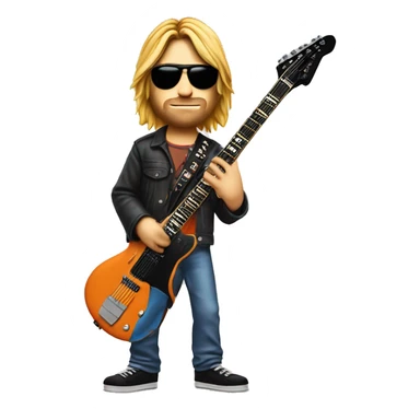 Kurt Cobain is holding an electric guitar, which is a headshot, but it would be nice to have an electric guitar, which is Fanta branded sticker