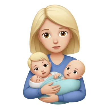 exhausted lady with baby sticker