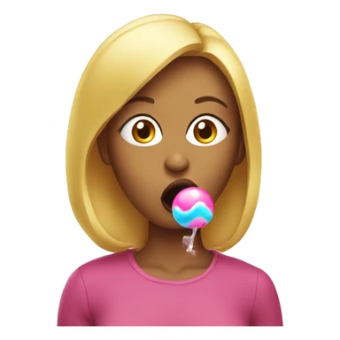 woman blowing a bubblegum bubble sticker