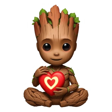 baby-groot with a hearth sticker