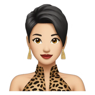 thai female singer in leopard costume short hairstyle sticker