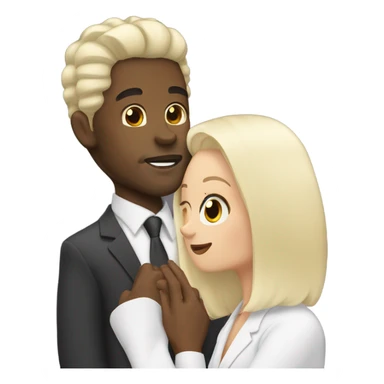 Black man with hair kiss white blonde woman  sticker