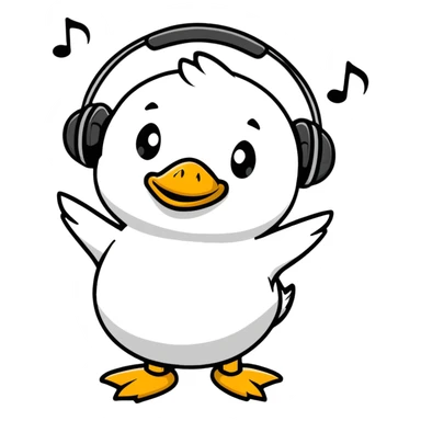 duck dancing to dubstep with headphones sticker