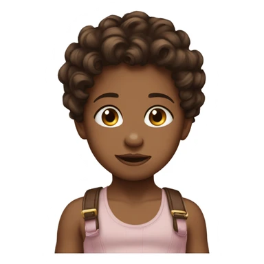 Monkidababy light brown skin dark brown curly short hair sticker