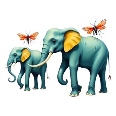 spam land surreal dali style melting landscape - mystical surreal elephants with long legs like insects - from Salvador Dali's paintings with long legs like insects sticker