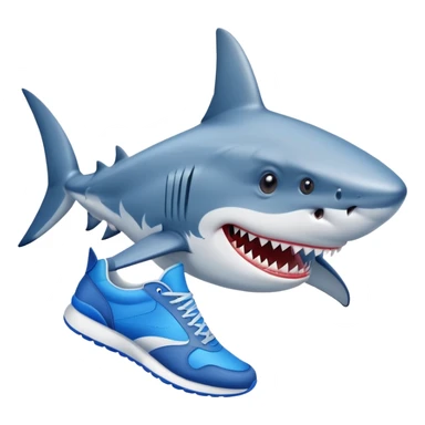 tiburón con zapatillas azules  sticker
