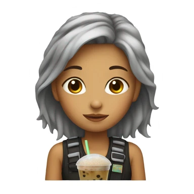 Girl with boba sticker