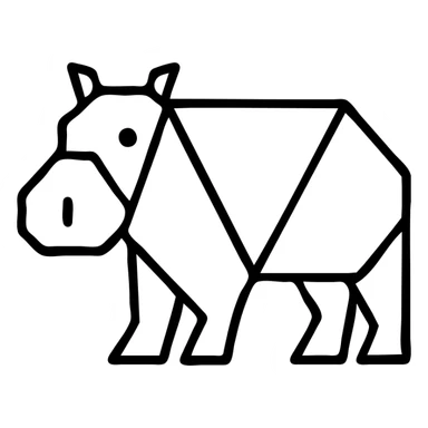 geometric hippopotamus icon, basic shapes, clear lines, stylized features, modern icon style sticker