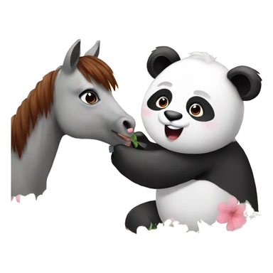 Panda give flower to horse sticker