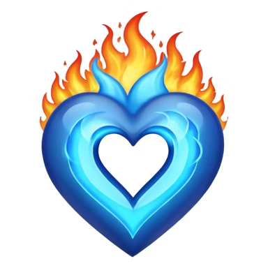 Heart with blue fire around it  sticker
