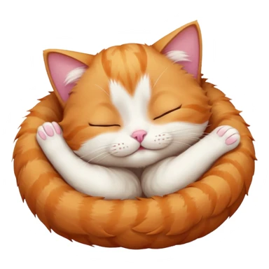 ginger and white small cat curled up with head upside down with eyes closed sticker