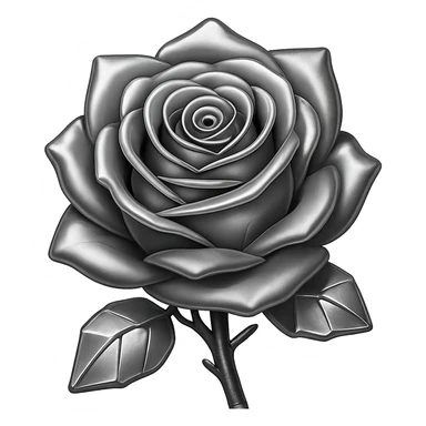 Make the rose made of ice metallic in a style that resembles emoji style, with no background. sticker